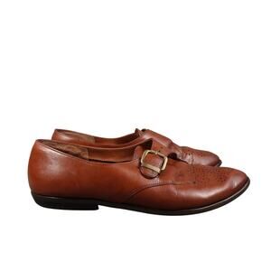 Dolcis Shoes Womens 7.5 Monk Strap Oxford Loafers Wingtip Leather Brown Retro